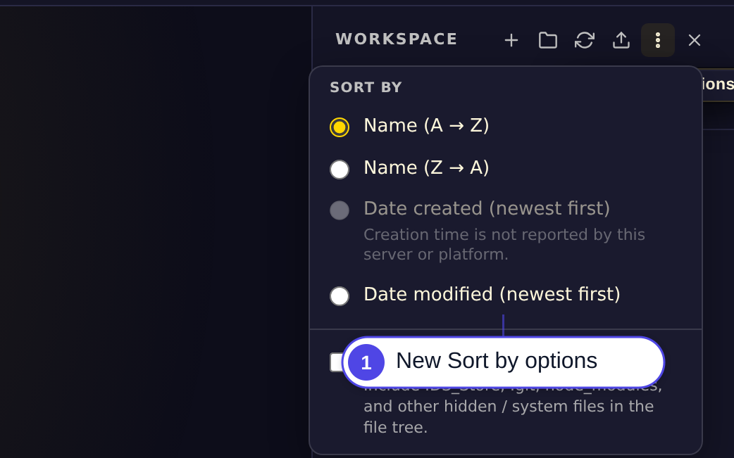 Open Workspace Preferences menu