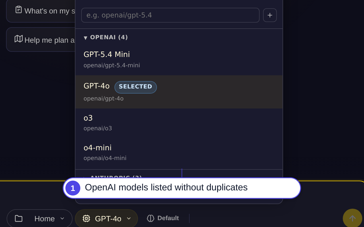 Open model picker dropdown